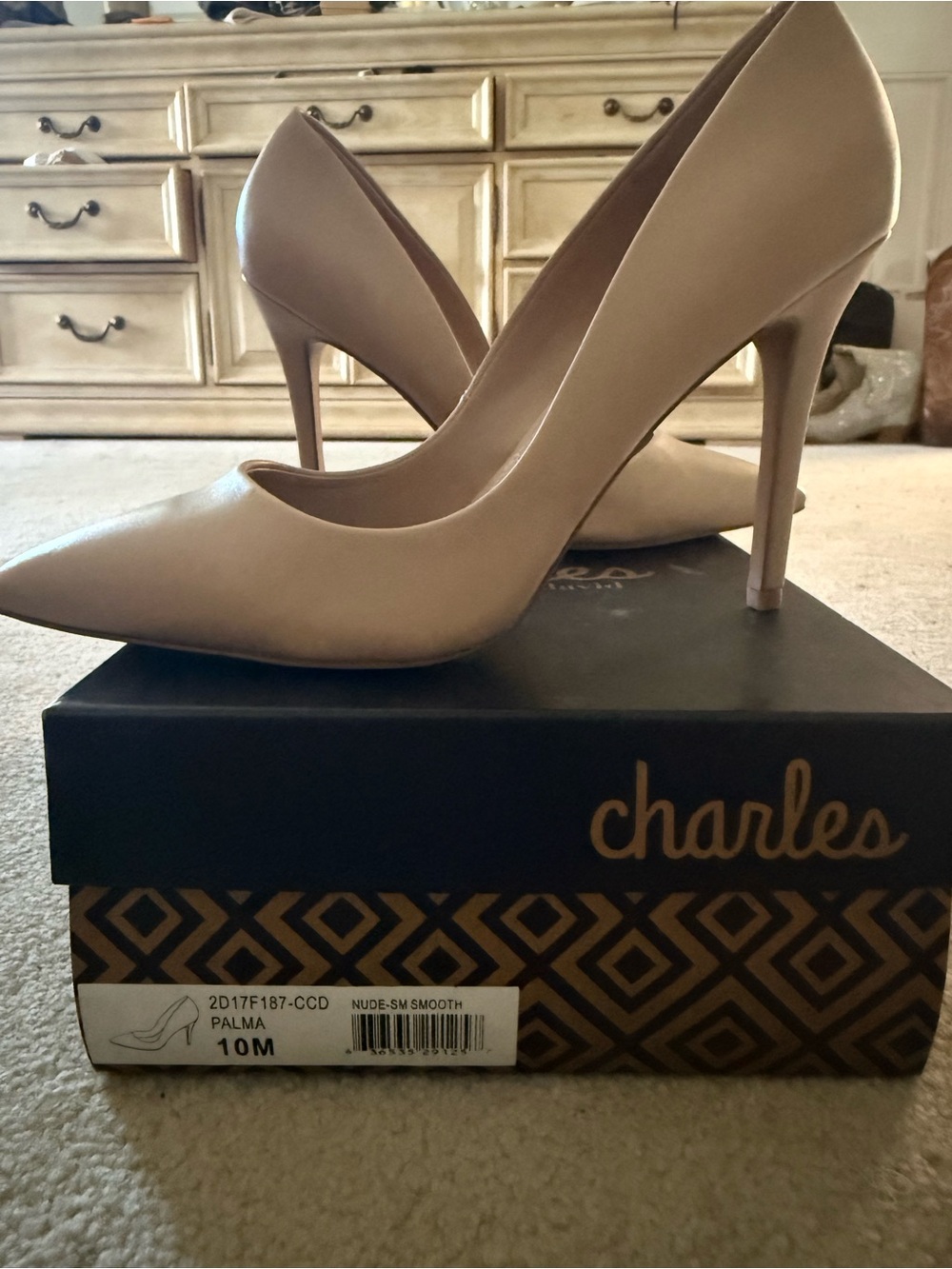 Charles David Nude Pointed-Toe Stiletto Heels
